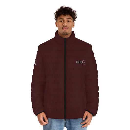 BSB -Wine Men's Puffer Jacket (AOP)