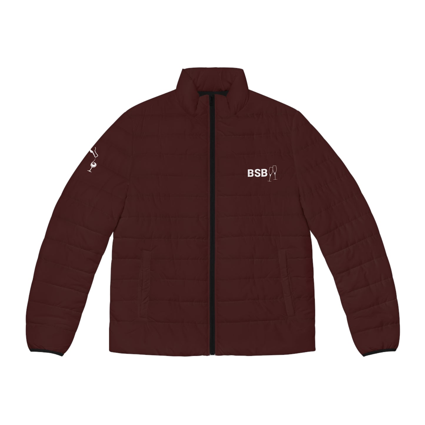 BSB -Wine Men's Puffer Jacket (AOP)