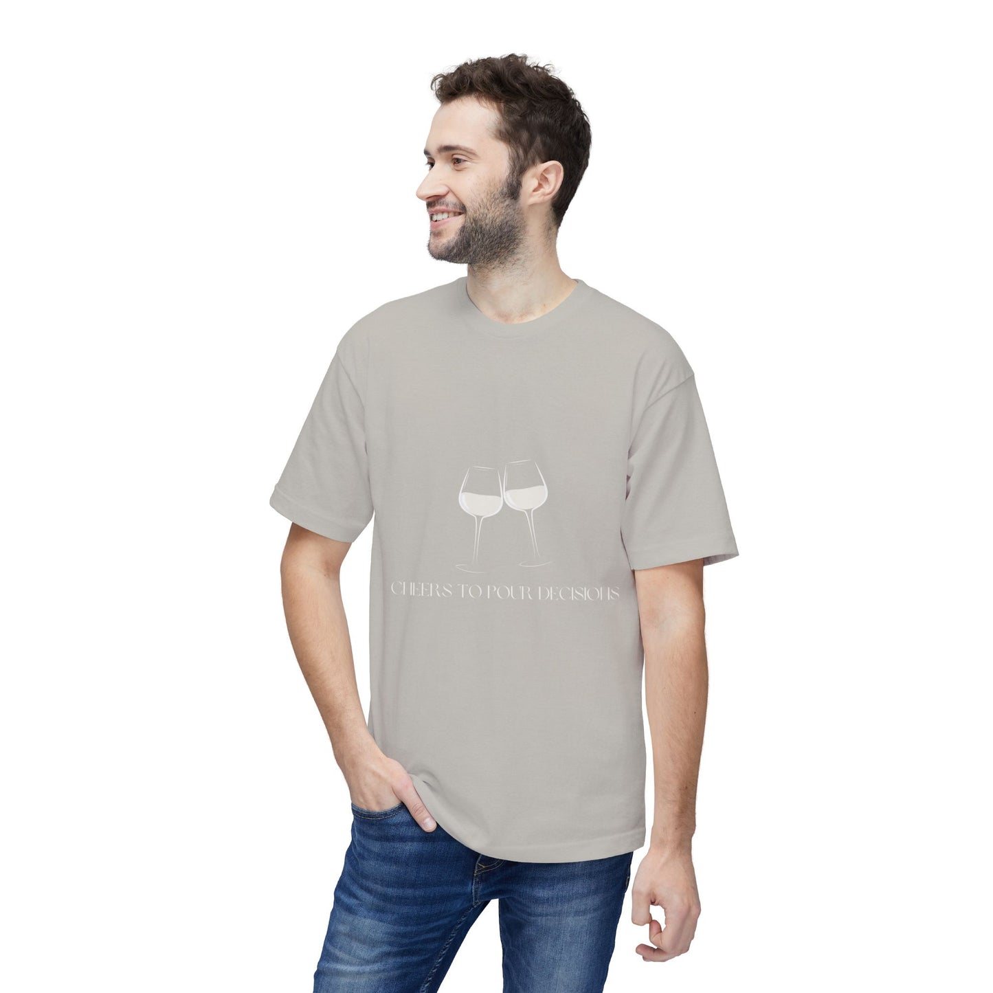 Pour Decisions White Logo  - Unisex Midweight T-shirt, Made in US