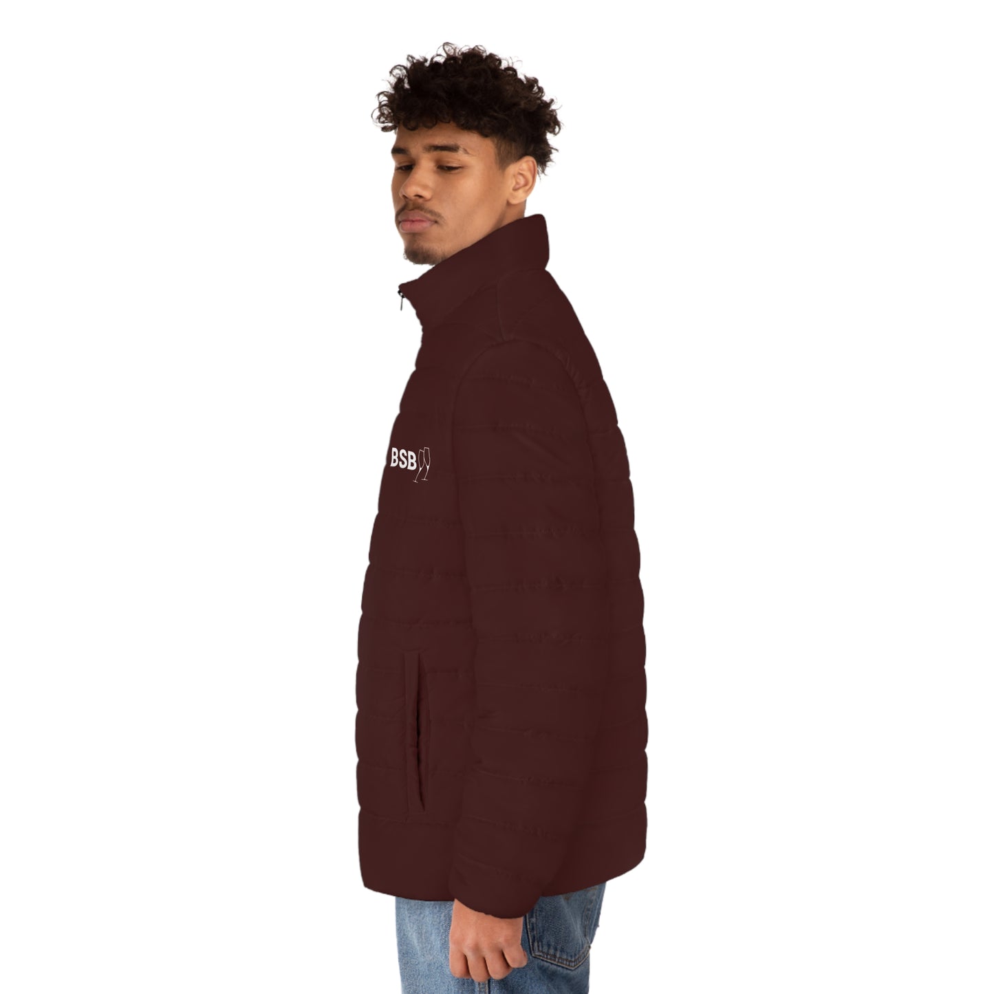 BSB -Wine Men's Puffer Jacket (AOP)