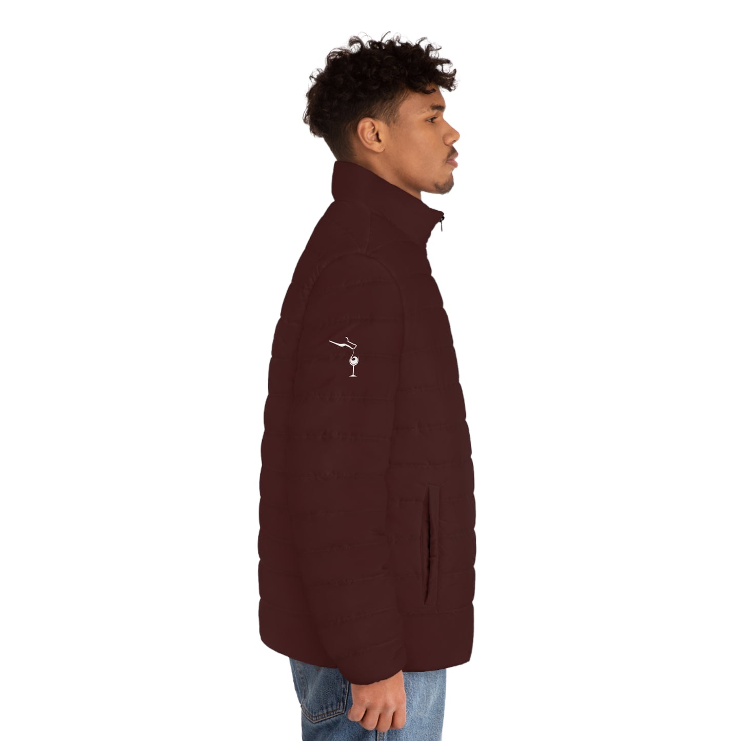 BSB -Wine Men's Puffer Jacket (AOP)